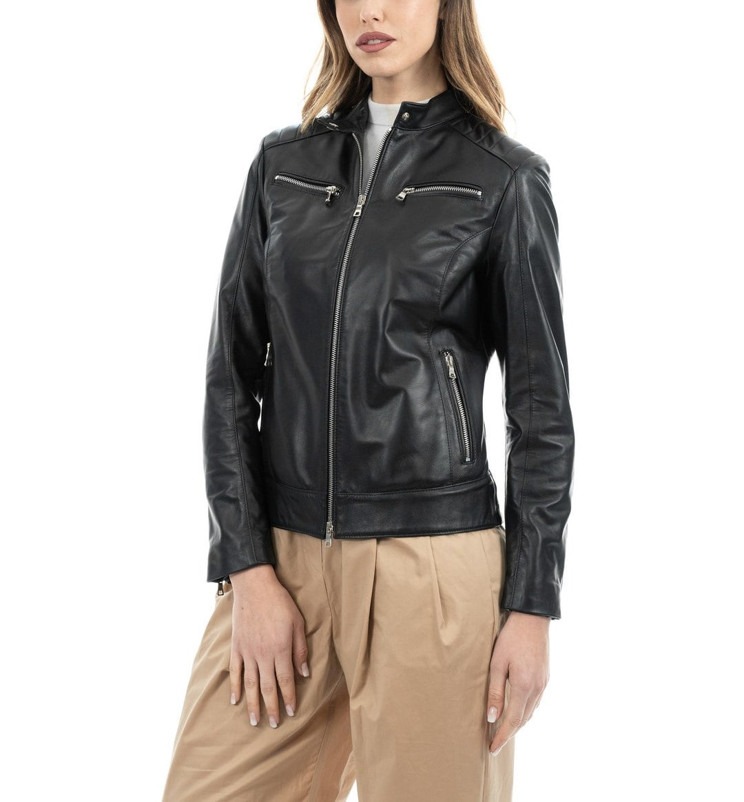 GAIA™ | Biker giubbino donna vera pelle Eclissi