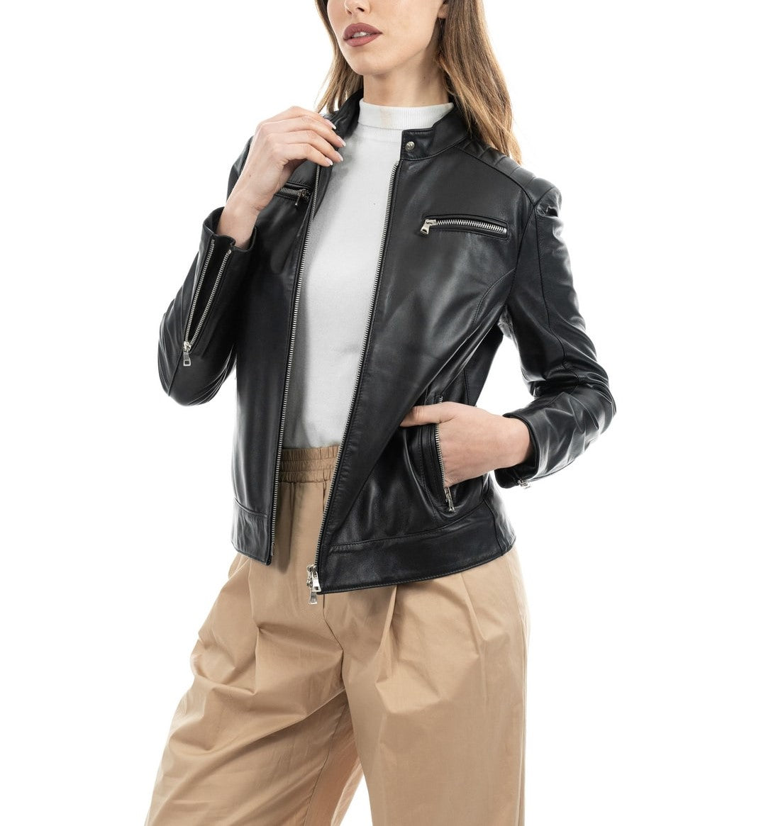 GAIA™ | Biker giubbino donna vera pelle Eclissi