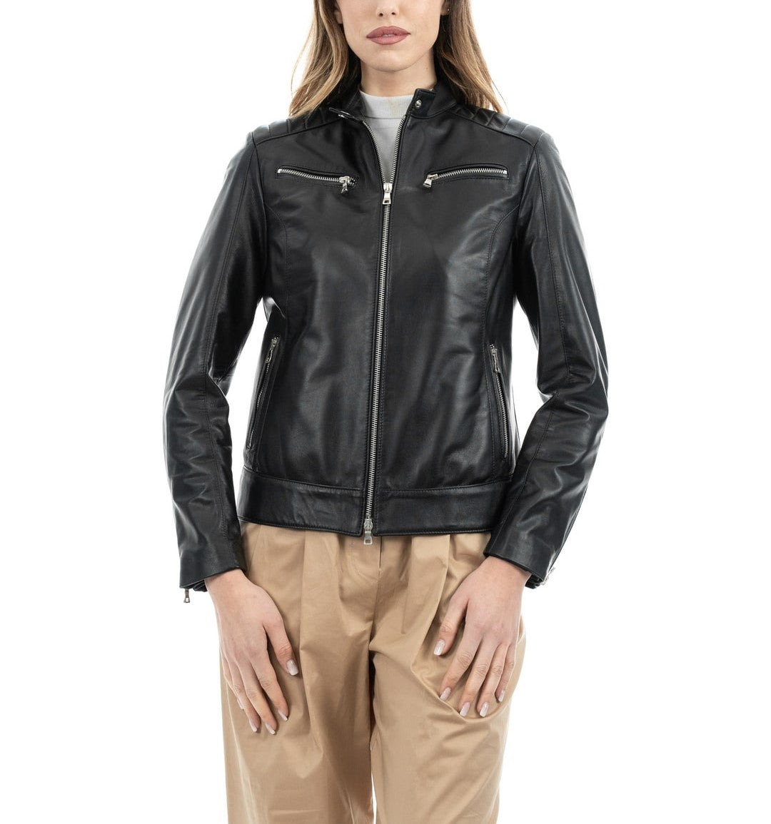 GAIA™ | Biker giubbino donna vera pelle Eclissi