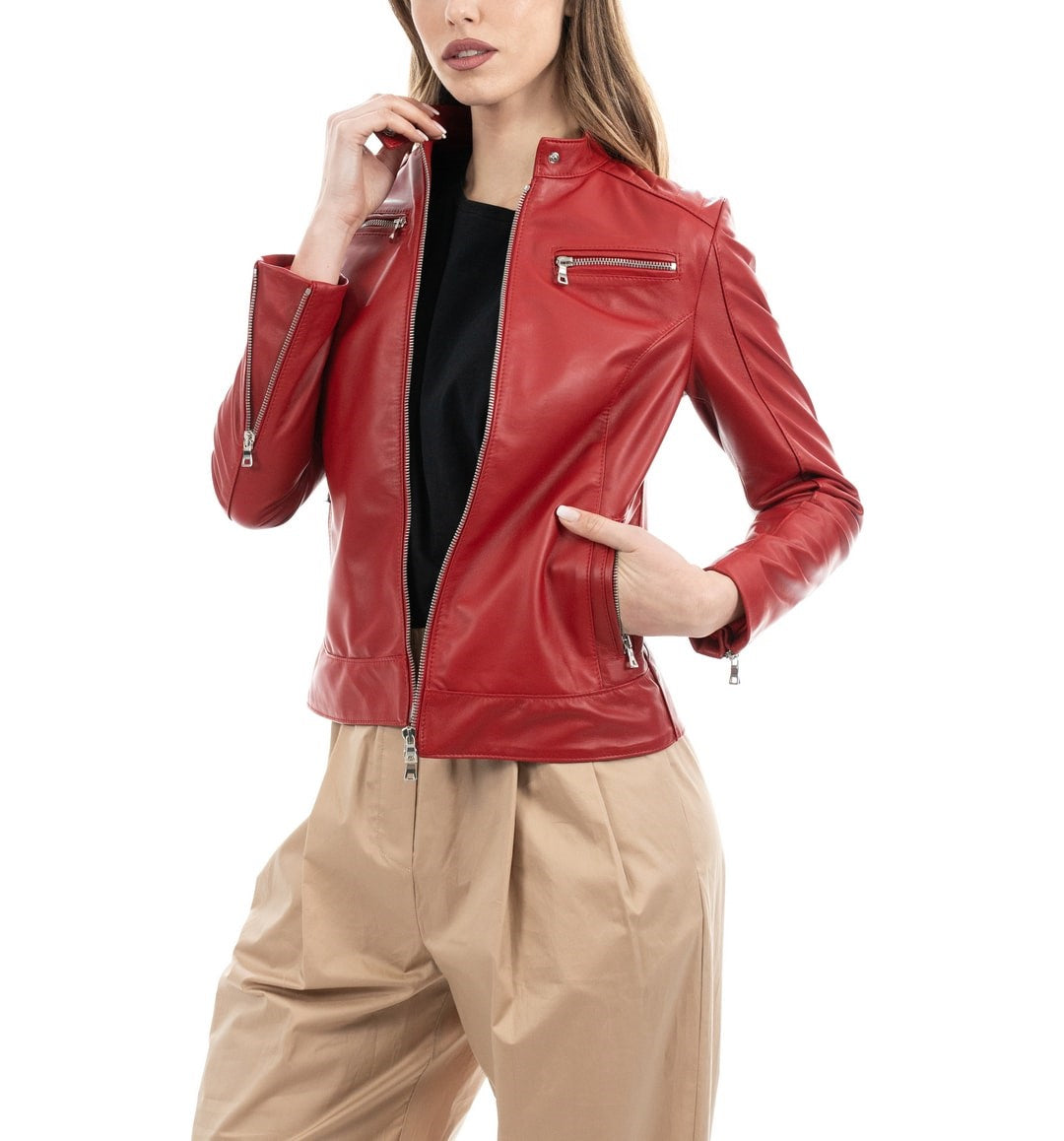 GAIA™ | Biker giubbino donna vera pelle Eclissi